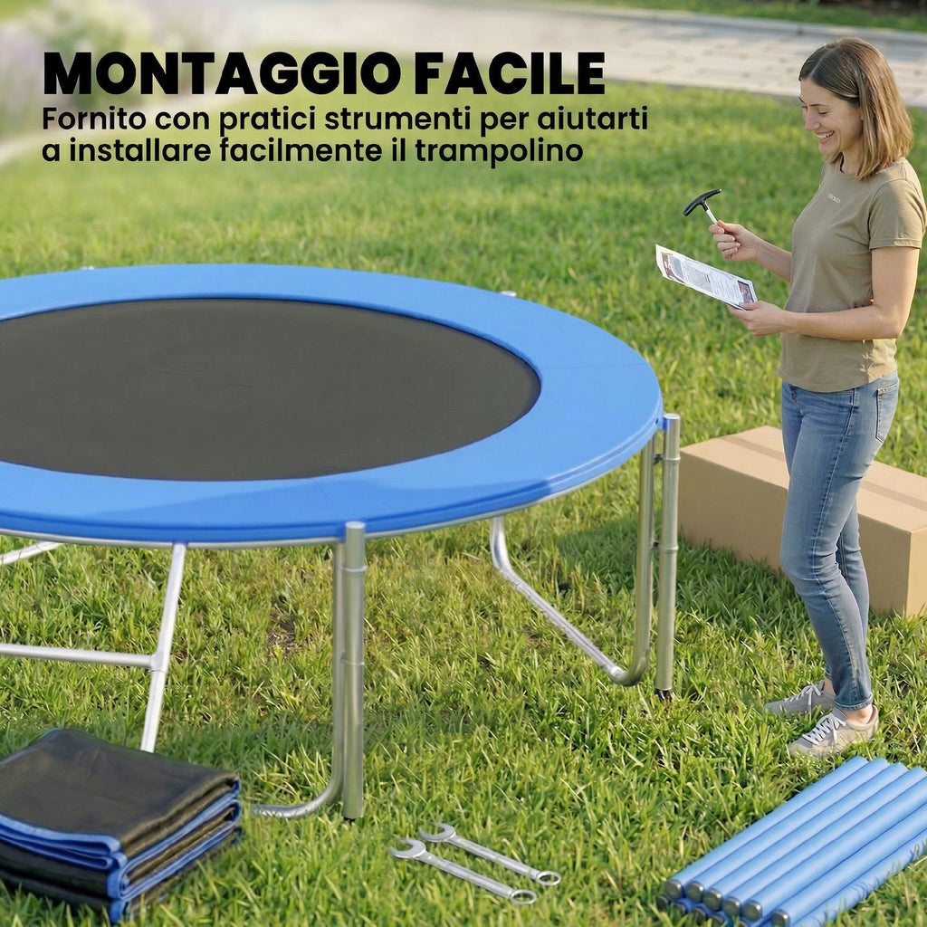 SPORTNOW 244cm Trampoline, Safety Net Included, Access Ladder