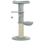 103.5cm Cat Tree with Cat Bed and Hammock, Plush Lining, Light Grey