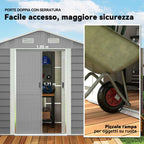 Outsunny Tool Shed with Sliding Doors and 4 Air Vents, Steel and PP, 196x236x208 cm, Light Grey