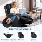 Heated Massage Recliner, 8 Massage Points and 3 Modes with Remote Control, PU Leather, Black