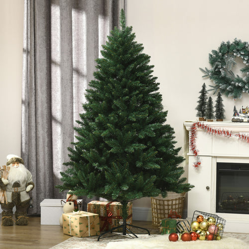 180cm Artificial Christmas Tree with 800 Branches and Metal Base, Green