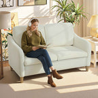 HOMCOM Modern 2-Seater Sofa with Thick Cushions and Sherpa Upholstery, 137x69x82 cm, Cream