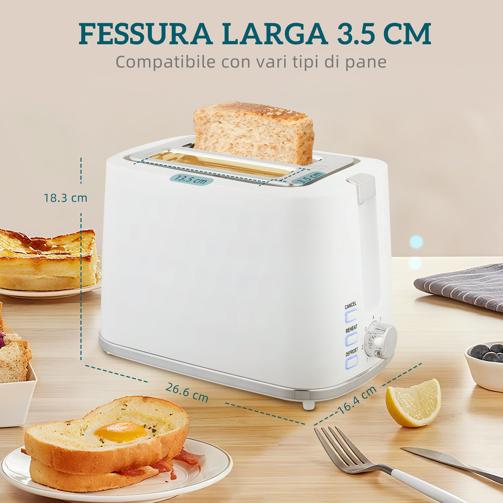 1.7L 2200W Electric Kettle with Thermostat and Double Toaster with 7 Browning Levels, White