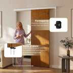 Sliding Door 90x210 cm, Wardrobe Assembly Kit, Track, Brown Wood Effect