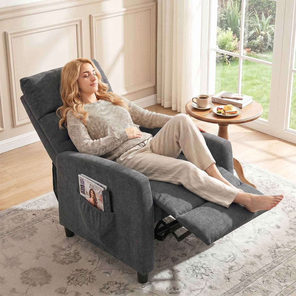 HOMCOM 160° Reclining Massage Chair with Footrest and Remote Control, 66x91x108 cm, Dark Grey Chenille