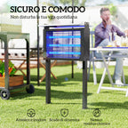 Solar Powered Outdoor Mosquito Killer Lamp with 60 LEDs and Protective Net, Black