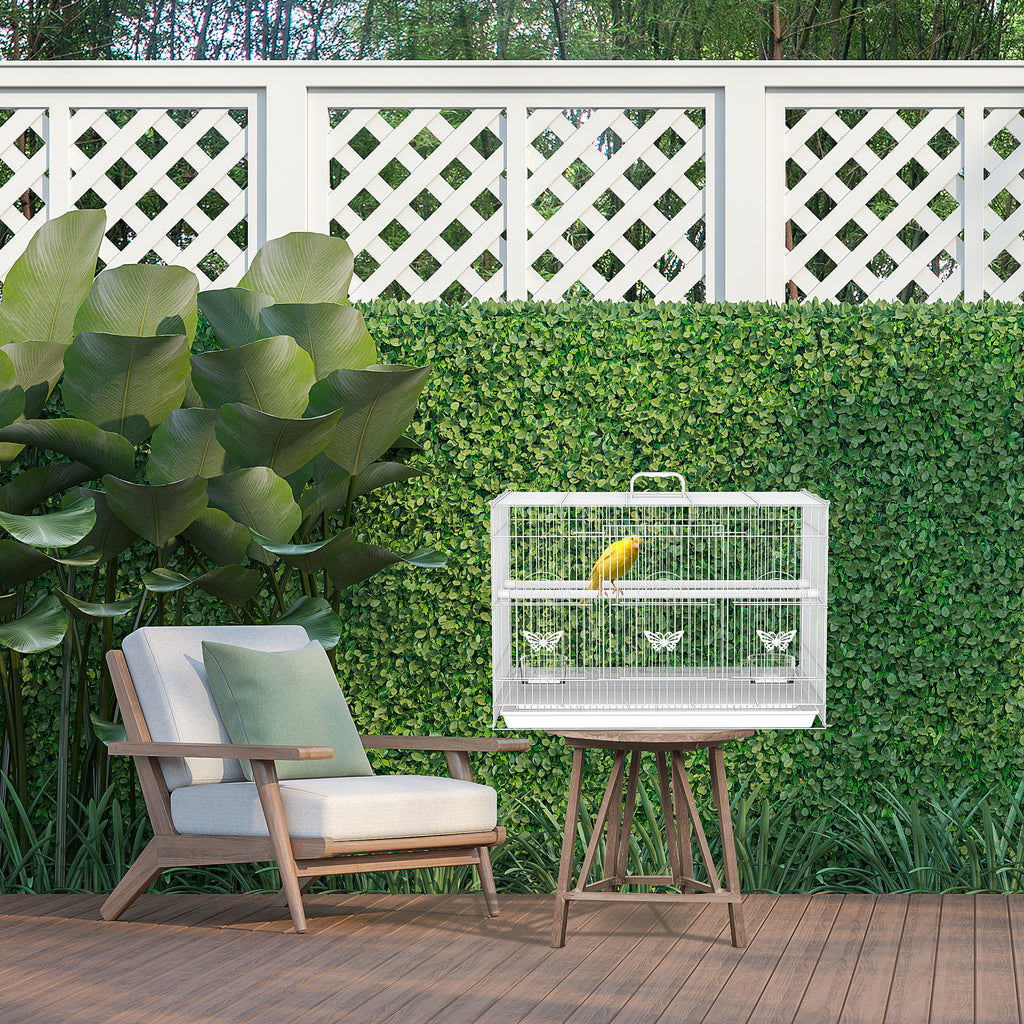 Metal Bird Cage with Perches, Food Bowls and Handle, 60x41x41cm