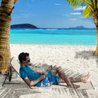 Set of 2 Adjustable Folding Deck Chairs with Pocket, 142x51x40 cm, Beige