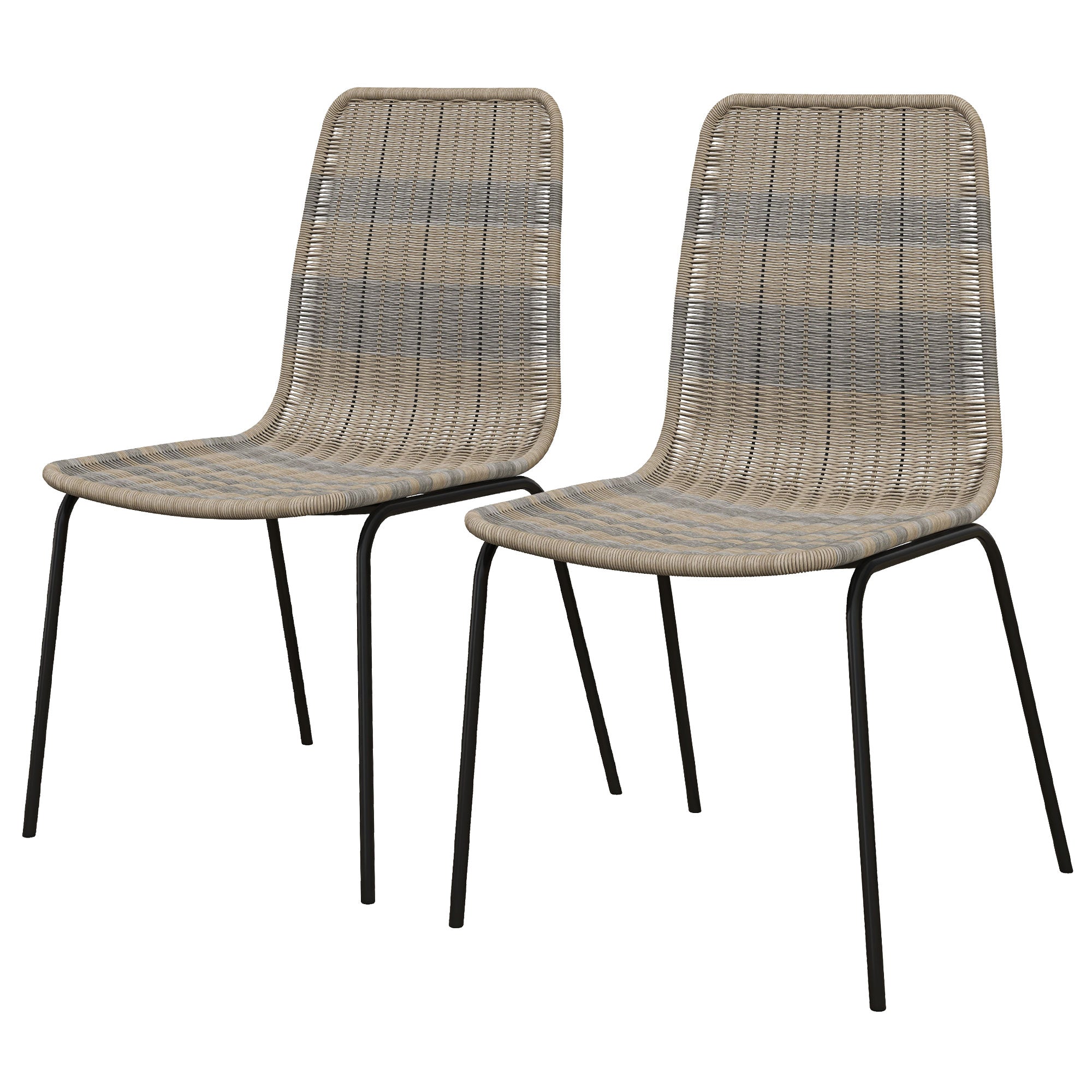HOMCOM Set of 2 Boho Chic Style Dining Chairs with Low Back and PE Rattan Covering, Yellow - Borgè