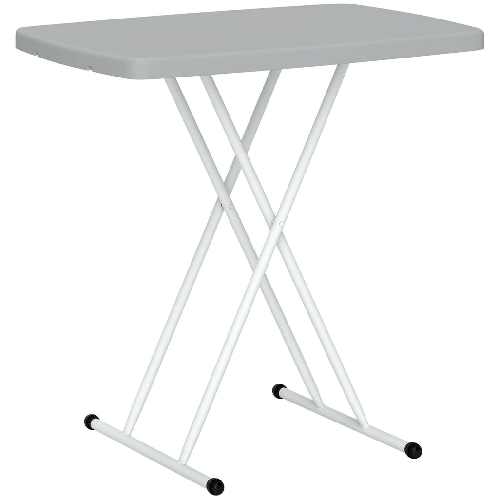 Outsunny Folding Garden Table with Adjustable Height, Made of Metal and HDPE, 76x50x74 cm, Dark Grey