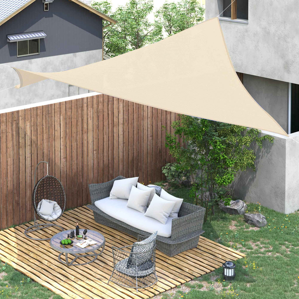 Outsunny 4 x 6m Rectangular Sun Shade Sail, 185g HDPE UV Protection Awning, Cream