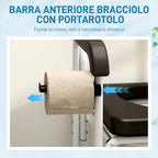 Wheelchair with Waterproof Toilet 4 in 1 with Folding Footrest, in Aluminum and Plastic, Black