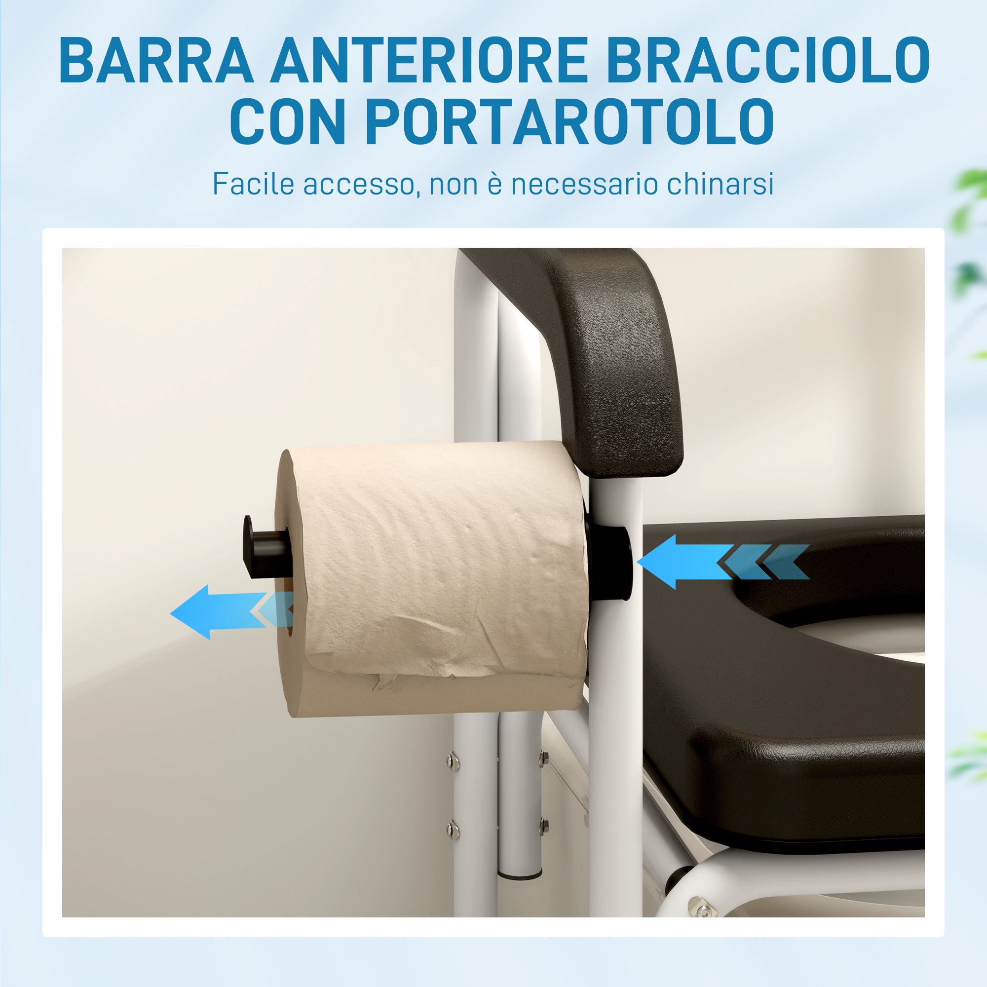 Wheelchair with Waterproof Toilet 4 in 1 with Folding Footrest, in Aluminum and Plastic, Black
