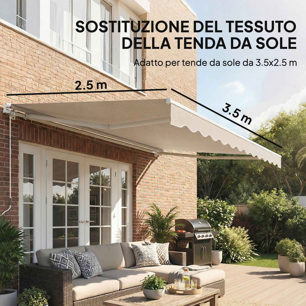 Outsunny Replacement Canopy for Retractable Awning, UV 50+ Polyester, 3.5x2.5 m, Cream