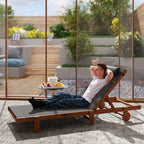 Sun Lounger with 4-Position Adjustable Backrest, Wheels and Headrest, Black