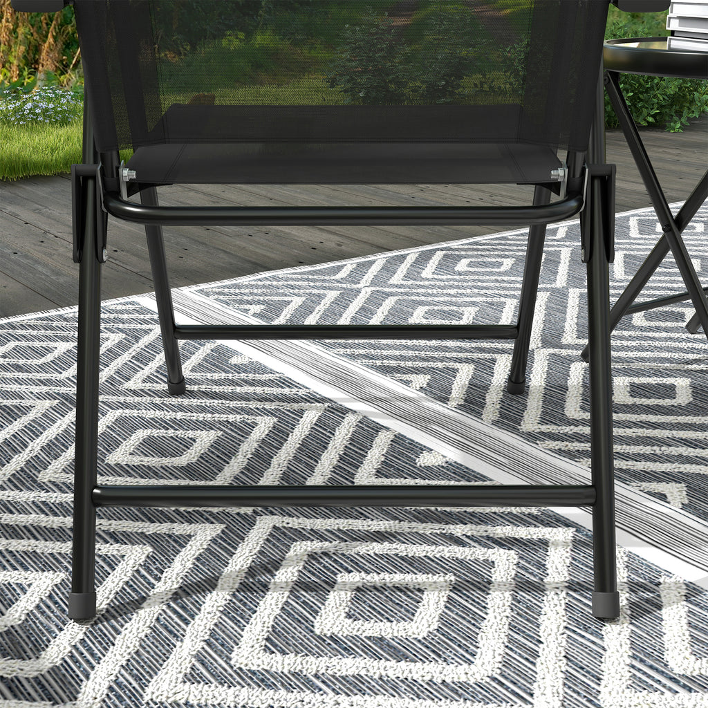 Outsunny 3-Piece Garden Set with 2 Chairs 53.5x64x93 cm and Coffee Table Ø45x50 cm, Metal, Black