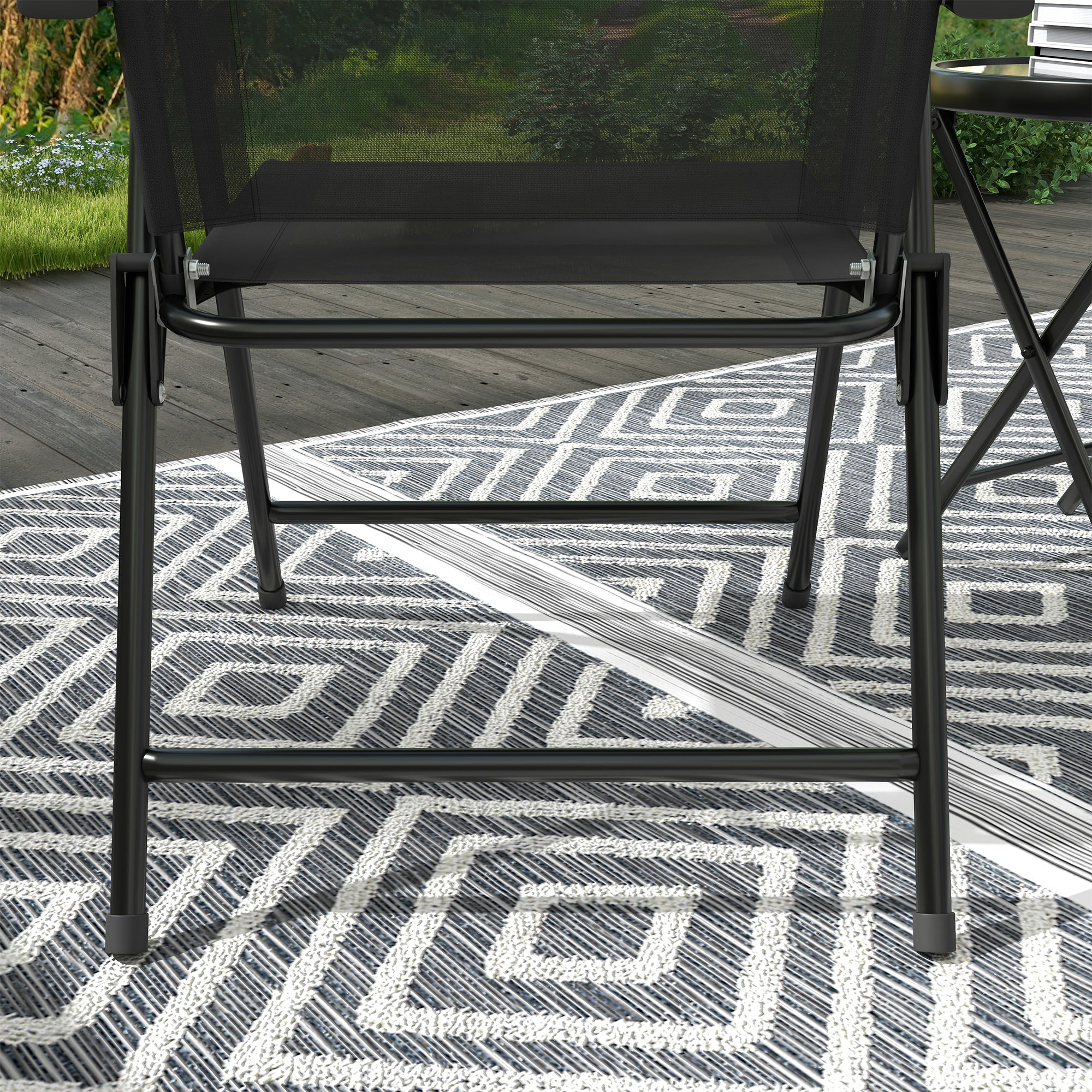 Outsunny 3-Piece Garden Set with 2 Chairs 53.5x64x93 cm and Coffee Table Ø45x50 cm, Metal, Black