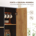 Modern Kitchen Sideboard with 2 Drawers, 2 Shelves and a Cabinet, 88x35x160 cm, Wood and Black