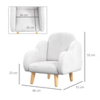 Scandinavian Style Children's Armchair with Cloud Armrests in White Fabric, 46x51x55 cm