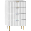 Modern Chest of 4 Drawers with Golden Handles, 60x40x96 cm, White