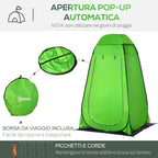 Outdoor Camping Shower Tent with Zippered Door, Storage Bag, and Hook, 126x124x189cm, Green