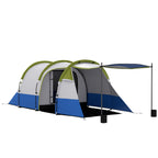 Waterproof Camping Tent with 2 Areas and 3 Entrances, Polyester and Fiberglass, 420x200x150 cm, Green