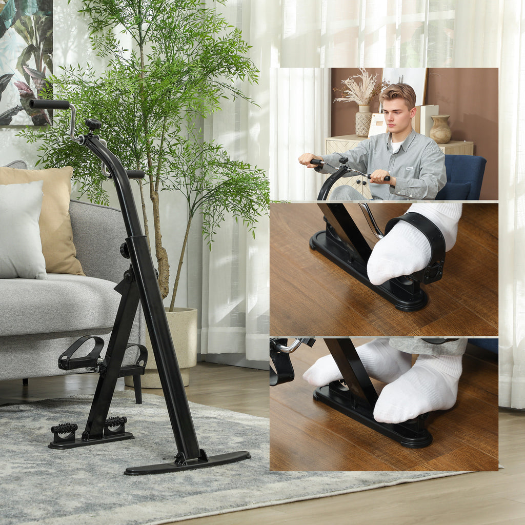 SPORTNOW Folding Leg and Arm Rehabilitation Bike, LCD Screen and Adjustable Handlebar Height, Black