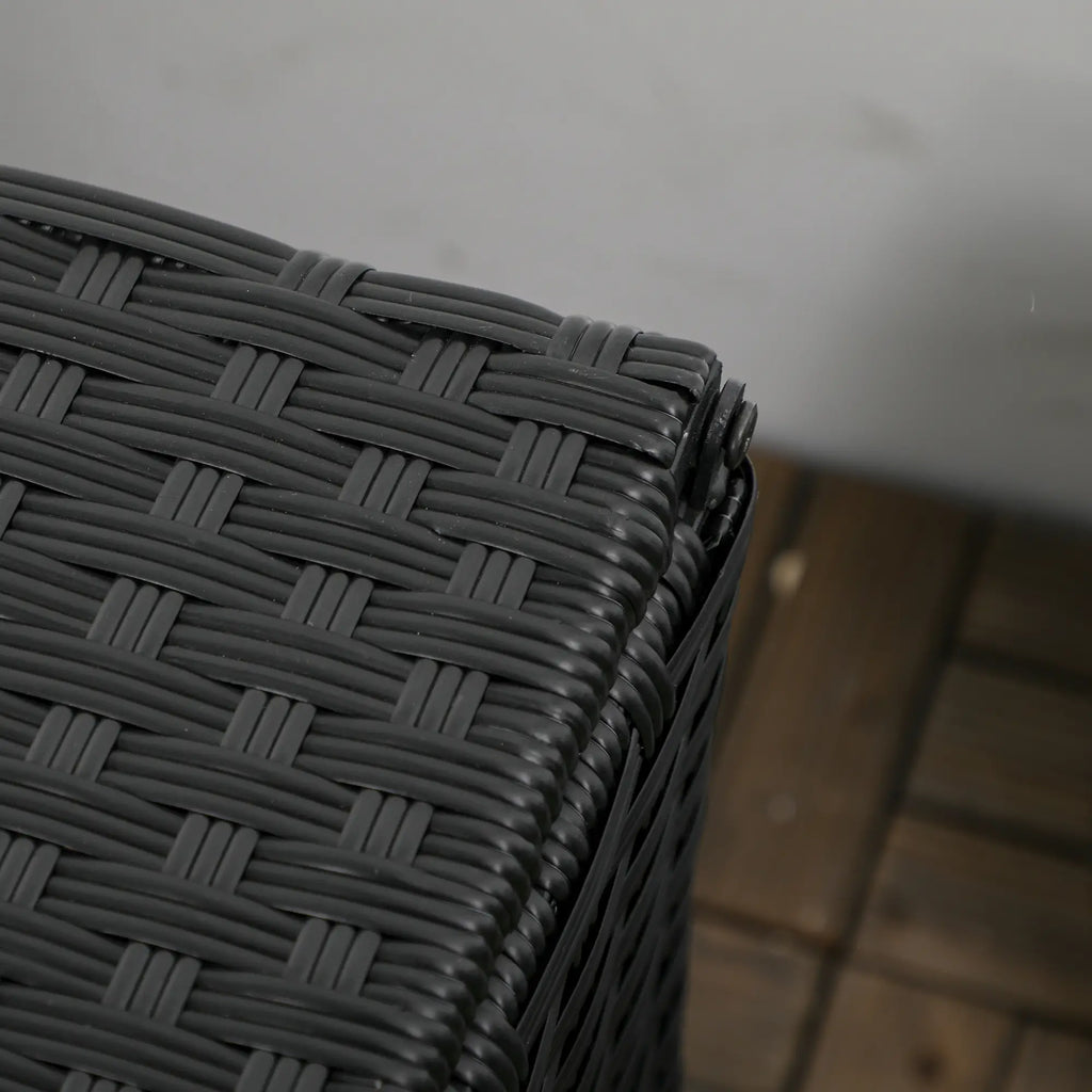 Rattan and Steel Garden Storage Chest with Lid, 95x60x53cm, Black - Borge' Group Limited