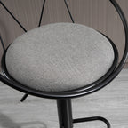 Set of 2 Bar Stools with Backrest and Footrest, Adjustable Height and Padded Seat, Grey