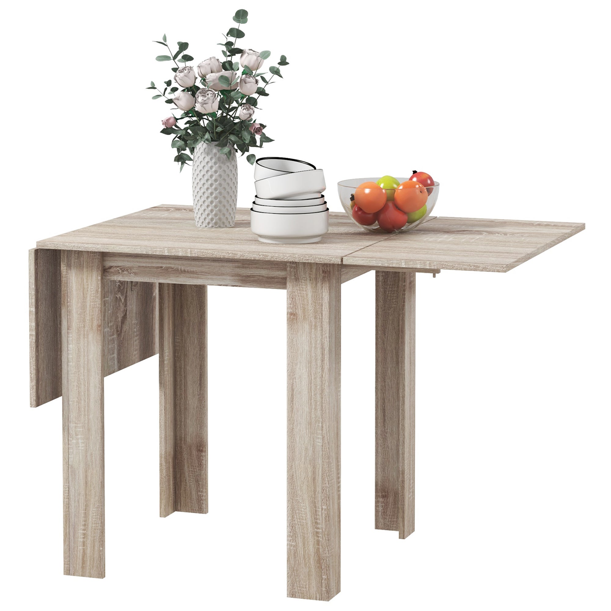 HOMCOM Drop-leaf table for 4 people max, waterproof and scratch-proof, in chipboard, 140x70x75 cm, oak color - Borgè