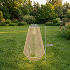 Outsunny Waterproof Solar Lamp with Automatic Switching, in Rattan and Steel, 35x35x55 cm, Yellow