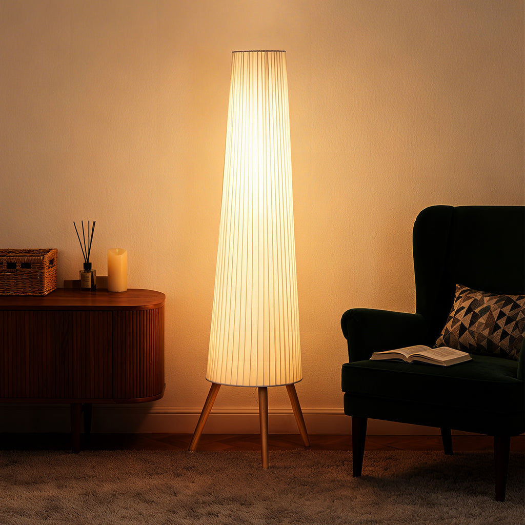 HOMCOM Tripod Floor Lamp with Foot Switch and Adjustable Brightness, 46x46x153 cm, White