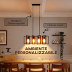 HOMCOM Rustic Pendant Light with 4 Rotatable Frames and Adjustable Chain, 80x21x90-130 cm, Black and Brown