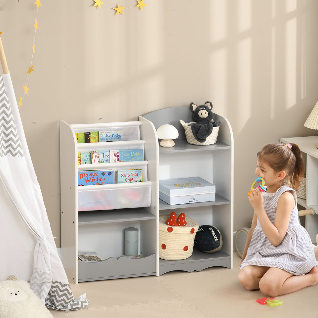 Zonekiz shepherd's shelf for children with wooden shelves, 85x26x84cm, gray - Borgè