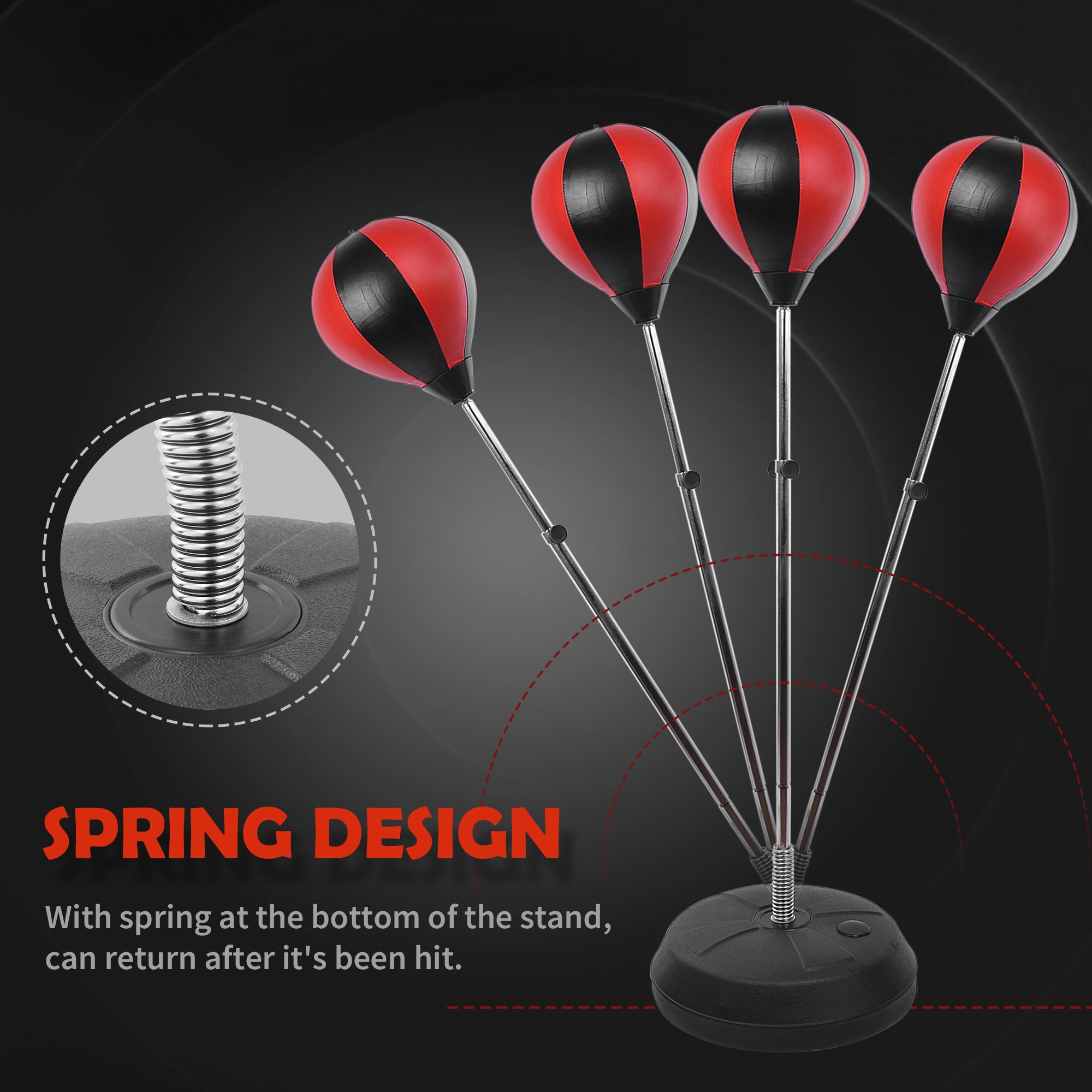 Floor Punching Ball Set for Teens with Gloves and Pump, Adjustable Height from 125-145cm