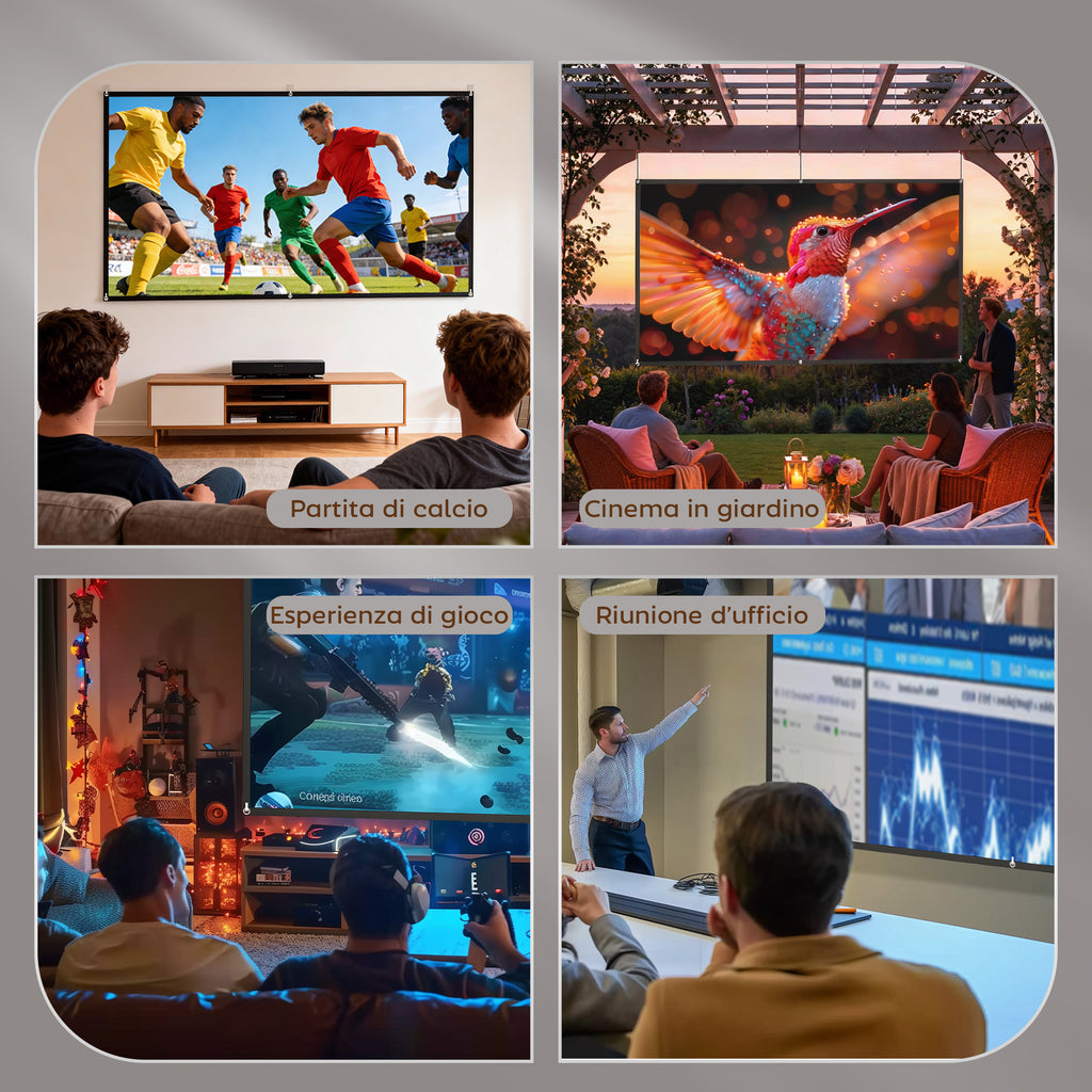 HOMCOM 100" 16:9 HD 4K/8K Projector Screen, Foldable and Portable, Anti-Wrinkle and Washable, Double-Sided, White