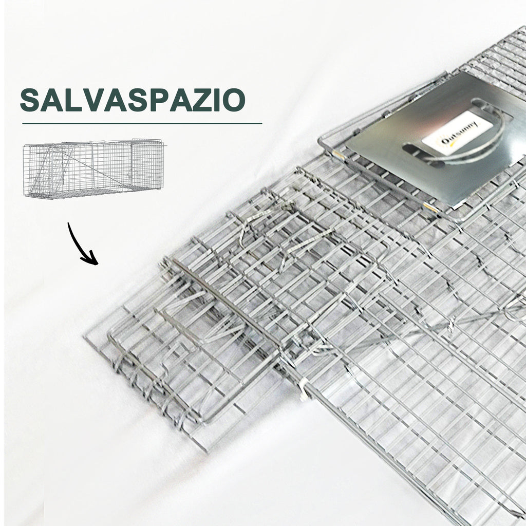Outsunny Foldable Steel Rat, Mice, and Nutria Cage Trap, 93x31x34.5cm, Silver