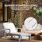 Outsunny Set of 2 Adjustable Garden Loungers with Table and Armrests, in Polypropylene, 79x158x88 cm, White