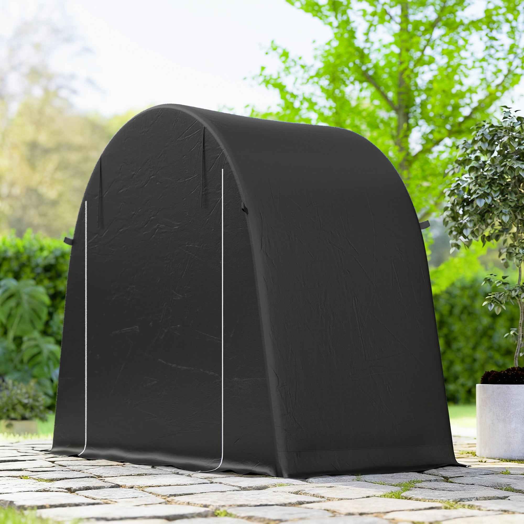 Outsunny Bike and Tool Storage Tent with Zippered Entrance, PE and Metal, 245x120x200 cm, Dark Grey