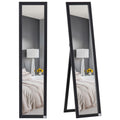Floor and Wall Mirror with Folding Stand and MDF Frame, 37x48x152cm, Black