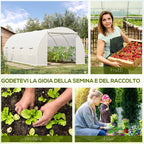 Outsunny 6x3x2m Tunnel Greenhouse, Metal Frame and PE Cover, White