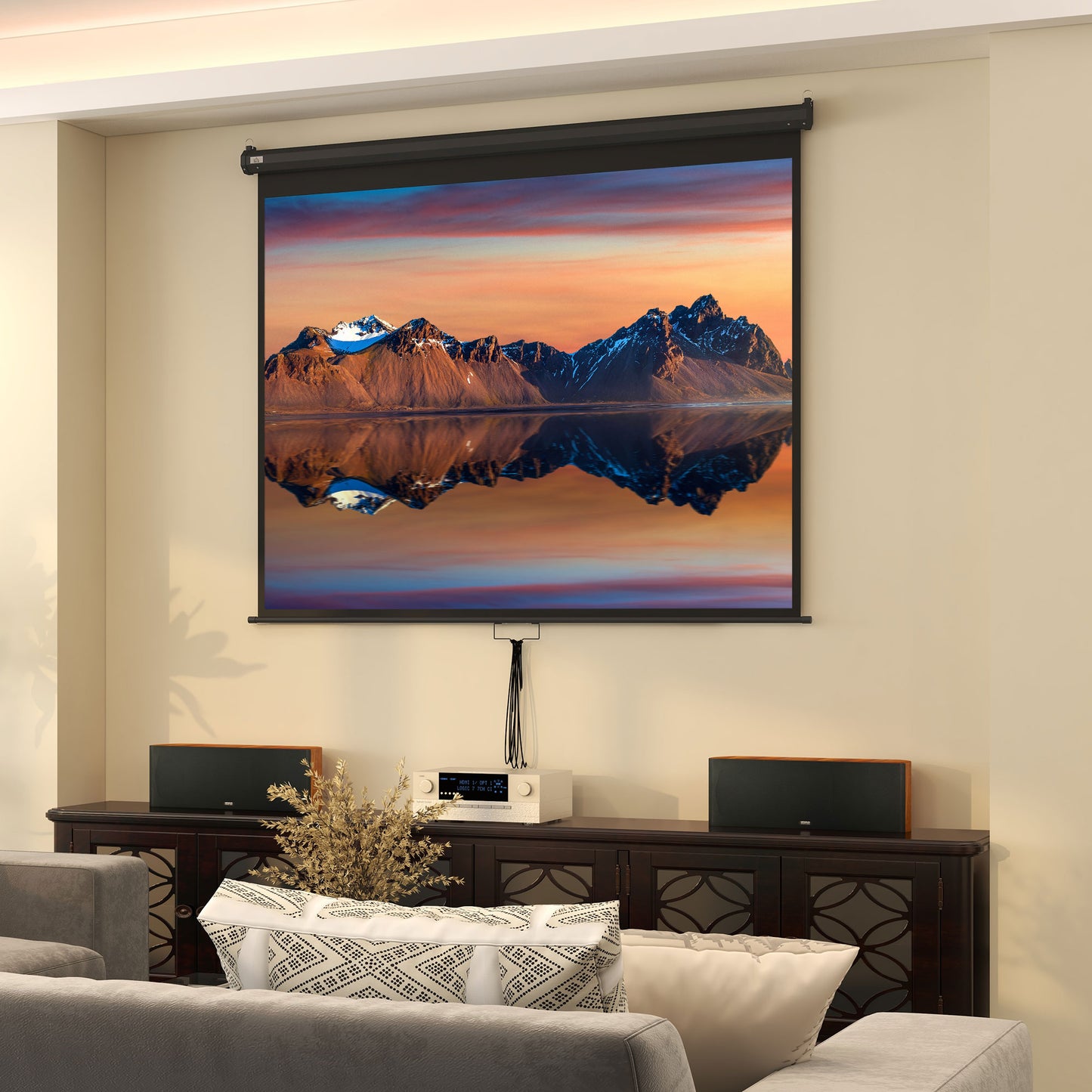 Projector Screen 100" Adjustable  with Ceiling and Wall Mount, 4:3 Format, 203x152cm, Black and White