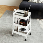 Multipurpose 3-Tier Kitchen Trolley, Swivel Wheels with Brake and Handles, White