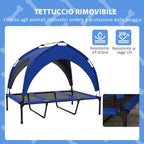 Large Dog Kennel with Protective Roof, in Steel and Polyester, 106x76x94 cm, Dark Blue - Borgè