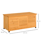 Outsunny Waterproof Outdoor Storage Chest in Fir Wood with Raised Base, 127x56x60 cm, Dark Yellow