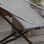 Folding and Reclining Garden Chair on 4 Levels, in Steel and Polyester, 69x91x96 cm, Black Gray - Borgè