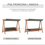 3-Seater Garden Swing Convertible to a Double Bed, 225.5x113x180cm