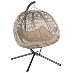 Outsunny 2-Seater Hanging Chair with 2 Pockets, 2 Cushions and Folding Basket, 126x126x176 cm