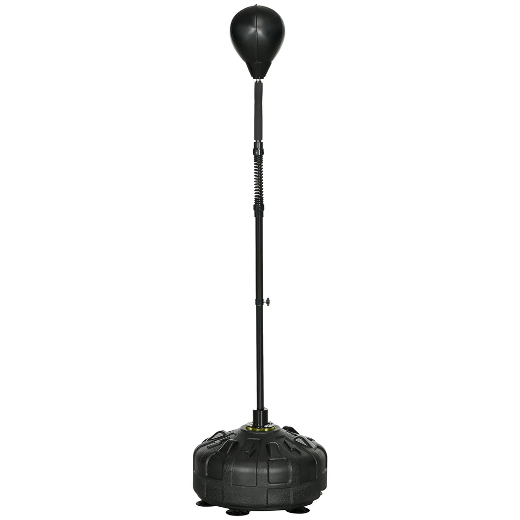 Floor Punching Ball with Fillable Base and Suction Cups, Adjustable Height from 145-180 cm, Black