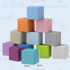 Set of 12 Soft Toy Cubes for Children 12-36 Months in PU and EPE, 20x20x20cm, Multicolored